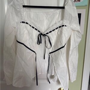 Cider White Blouse with Black Accents